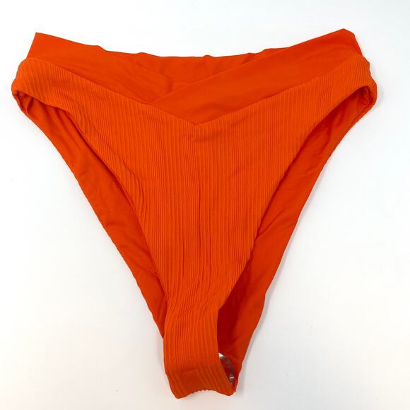L*SPACE Pointelle Rib Court Bikini Bottom In Poppy Orange Size Large New - Picture 4 of 12